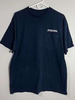 Union Line USPS United States Postal Service Pocket Navy T-Shirt Mens Large